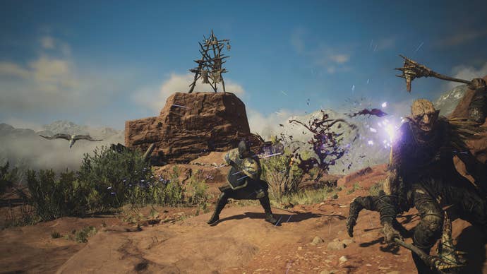 Unleashing sizzling bolts of magick as the Mystic Spearhand in Dragon’s Dogma 2.