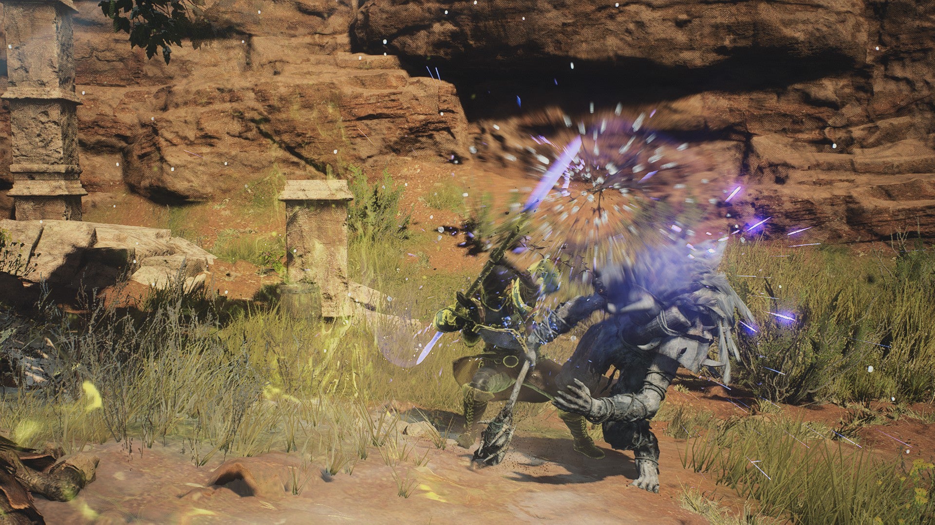 A Mystic Spearhand attacks a hobgoblin with their Duospear in Dragon's Dogma 2. - 5