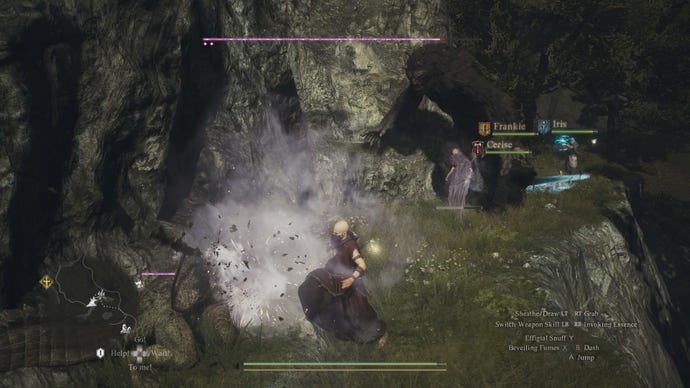 A Trickster uses a decoy to trick an ogre and some saurians in Dragon’s Dogma 2.
