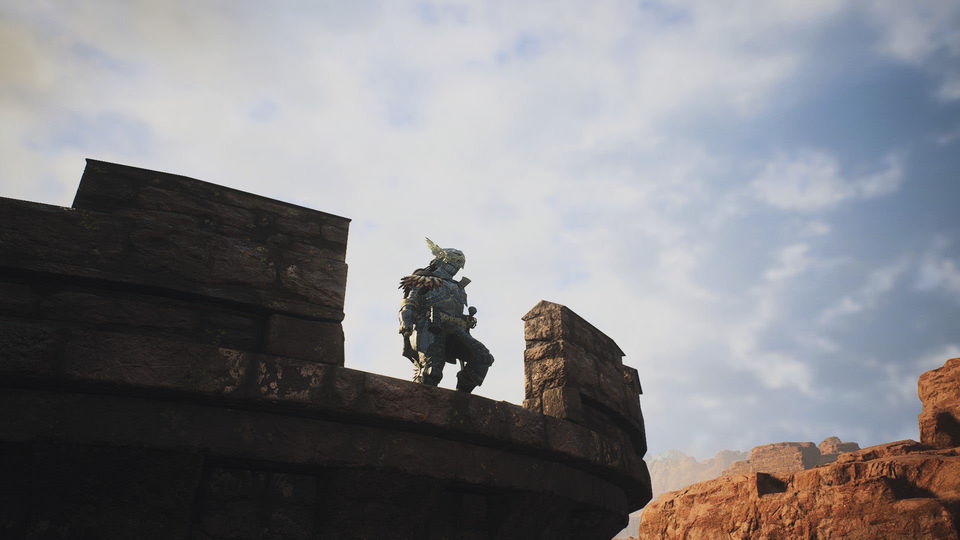 An Arisen stands on a castle tower, looking brave and legendary in Dragon's Dogma 2. - 1