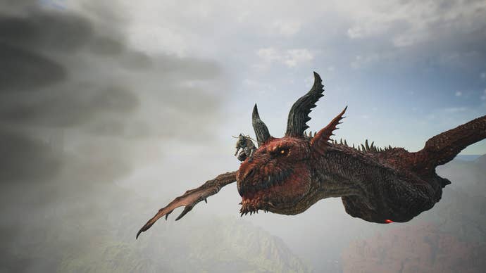 The Arisen rides atop the back of the titular Dragon in Dragon’s Dogma 2.