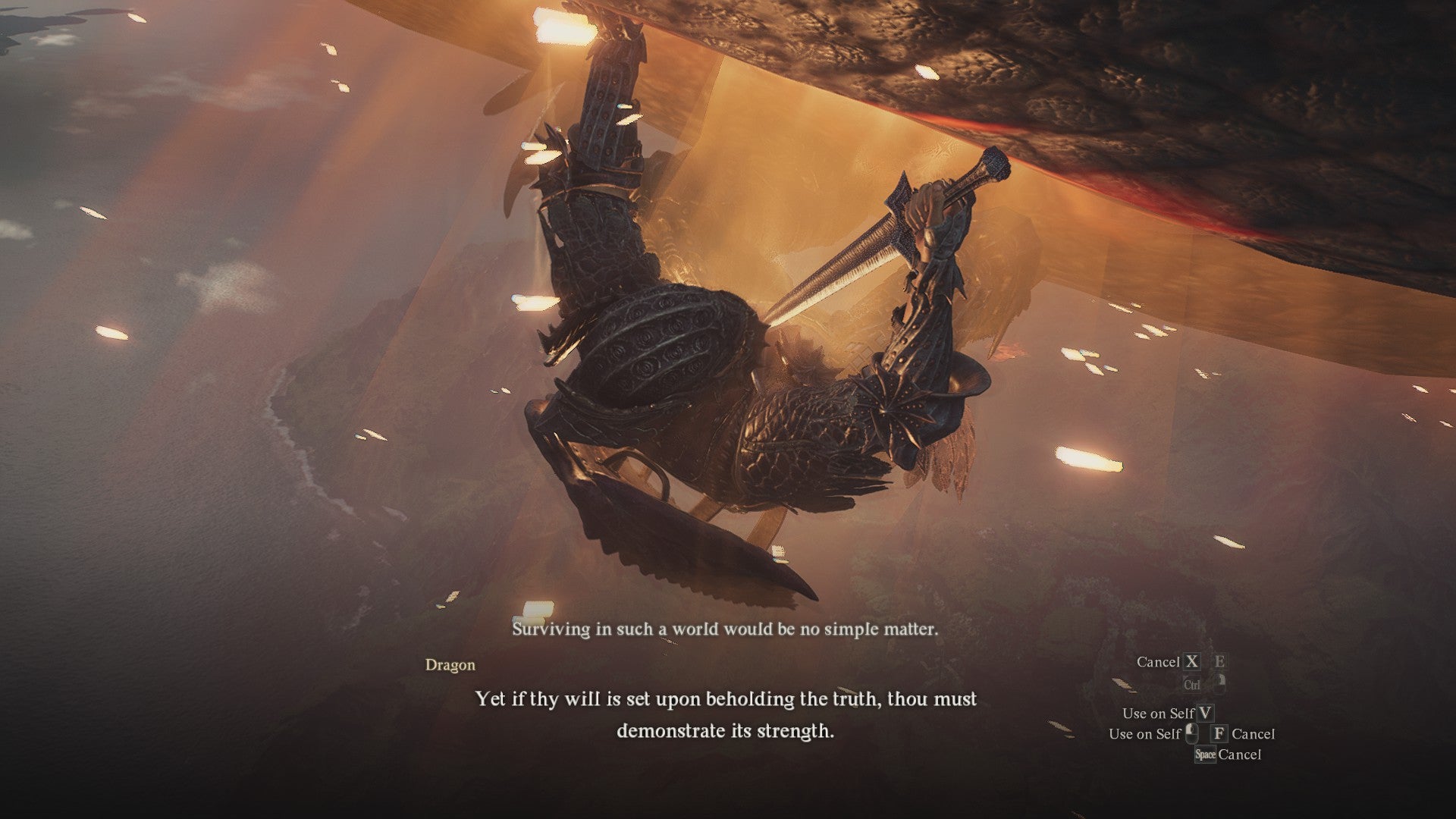 An Arisen about to plunge the Empowered Godsbane Blade into their heart in Dragon's Dogma 2. - 8