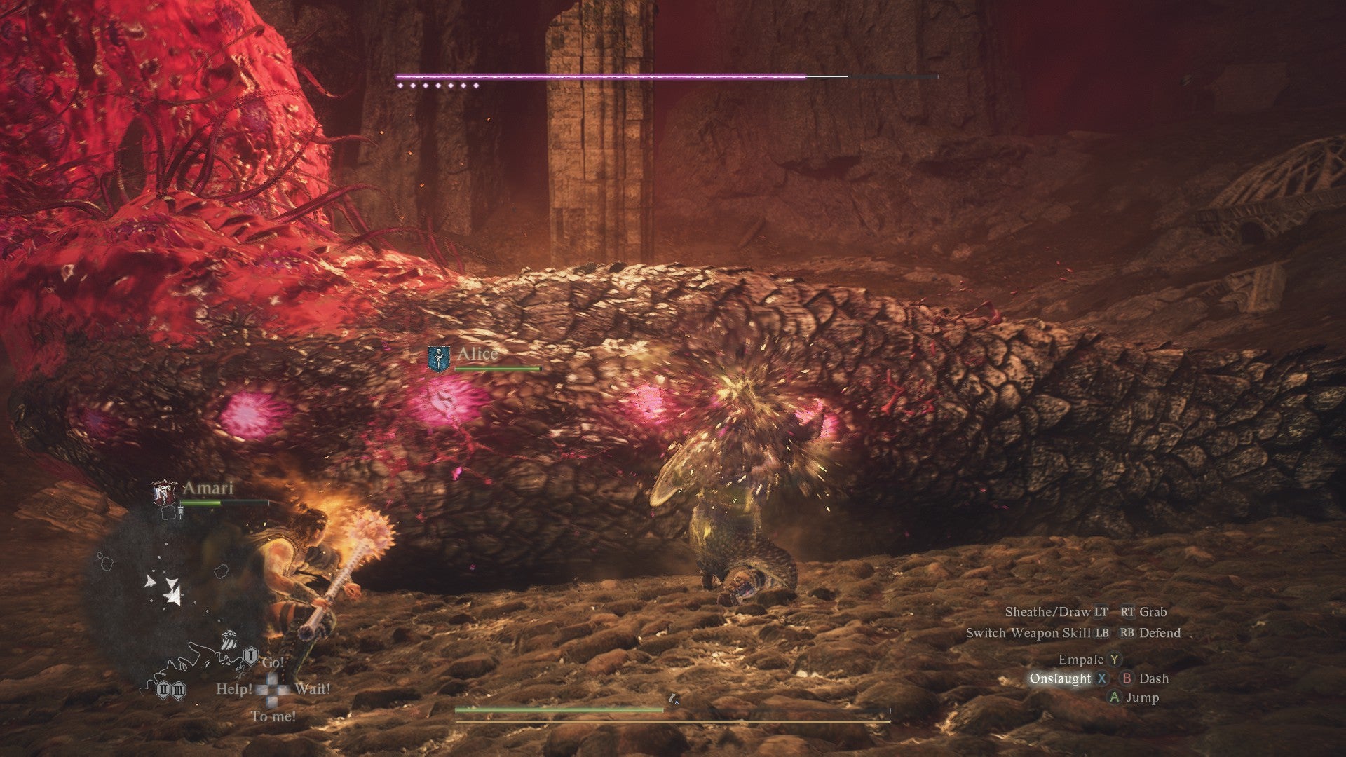 Slashing away at the weak points of a giant worm Purgener Dragon. - 9