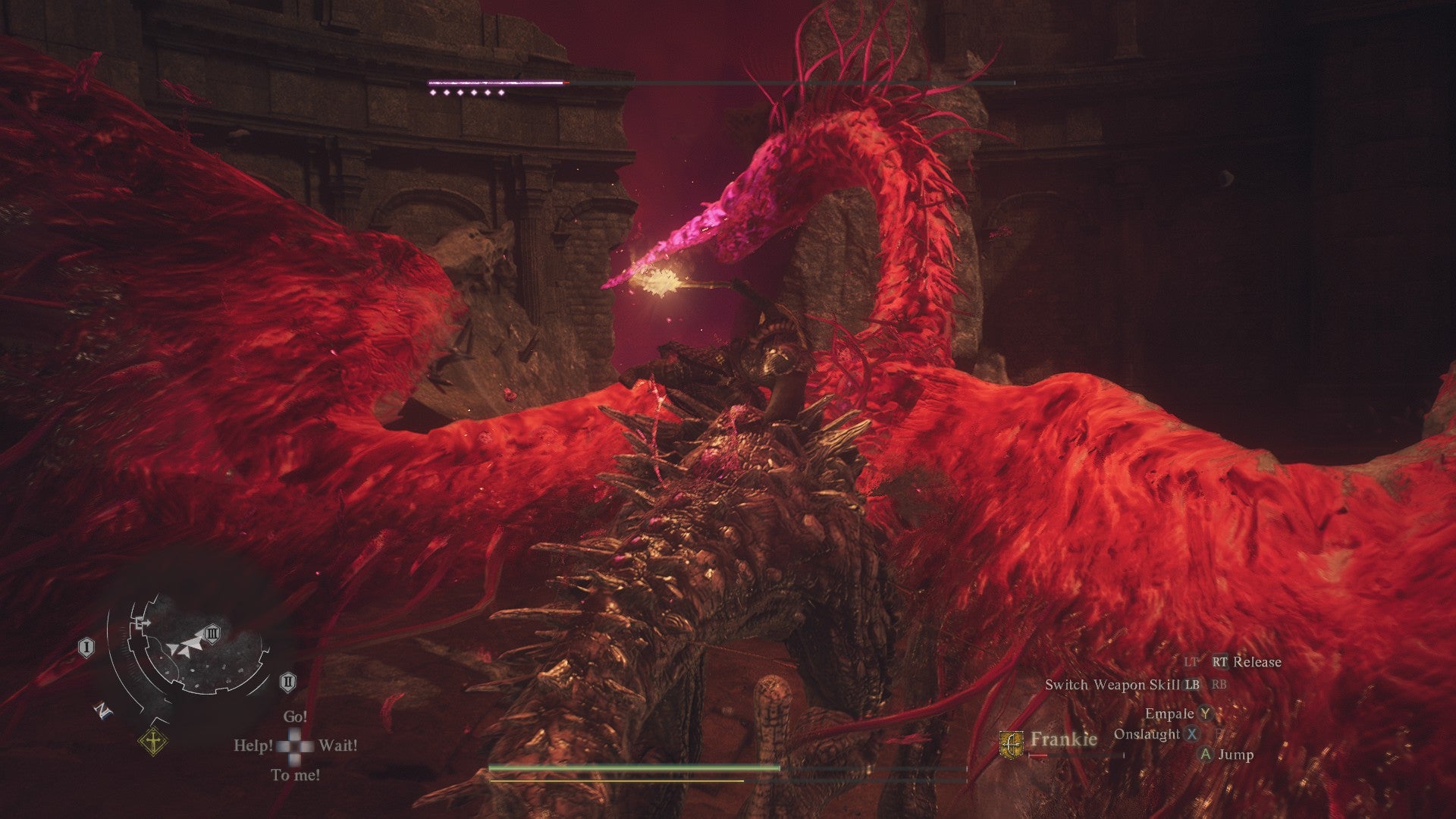 Climbing atop the back of a deadly Purgener Dragon in Dragon's Dogma 2. - 22