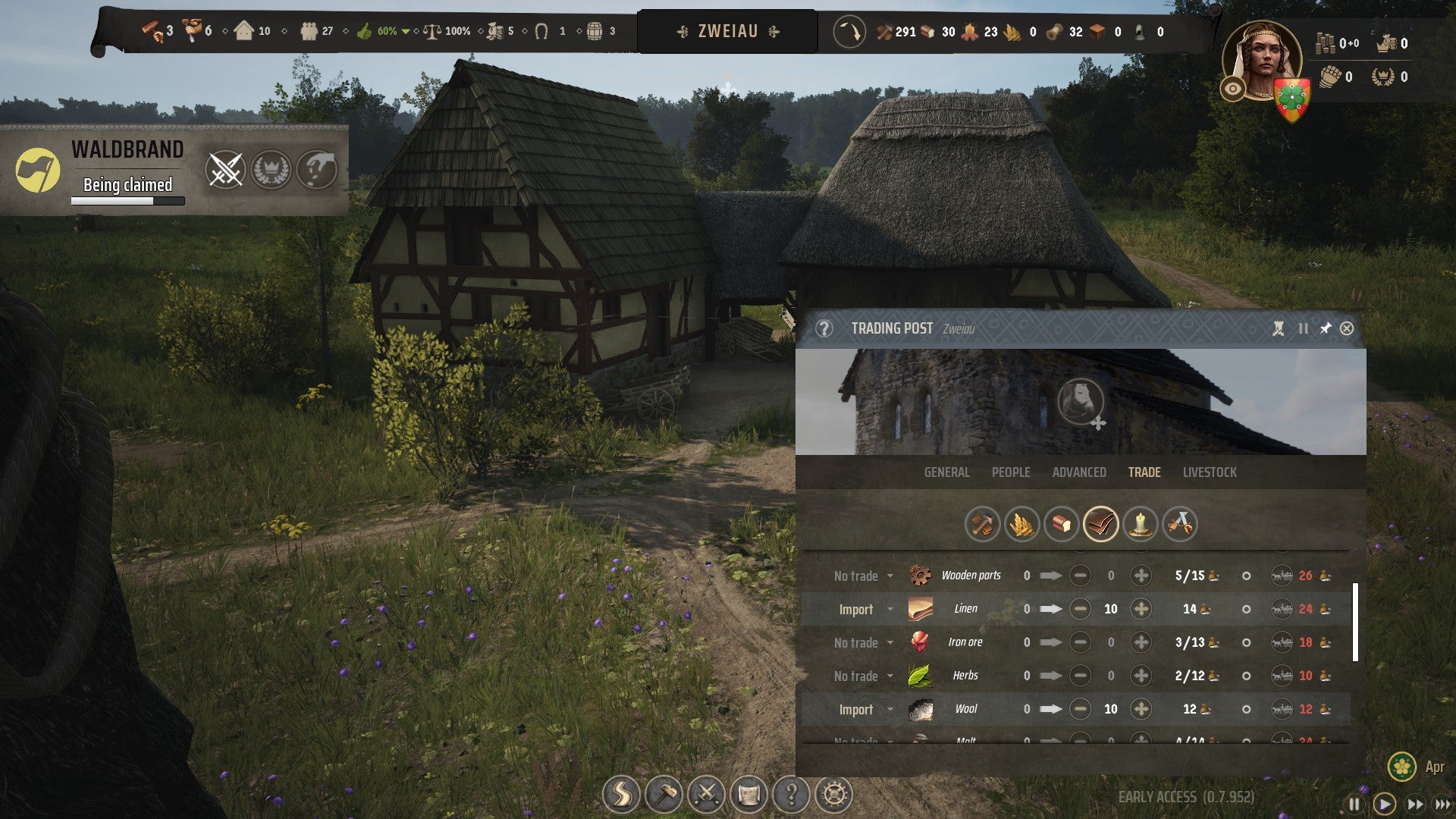 A glimpse at the trade menu in Manor Lords. - 4