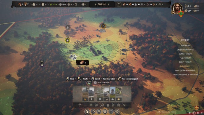 A screenshot showing the Manor Lords farming heatmap.