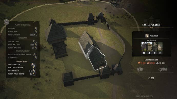 A view of the Castle Planner in Manor Lords.