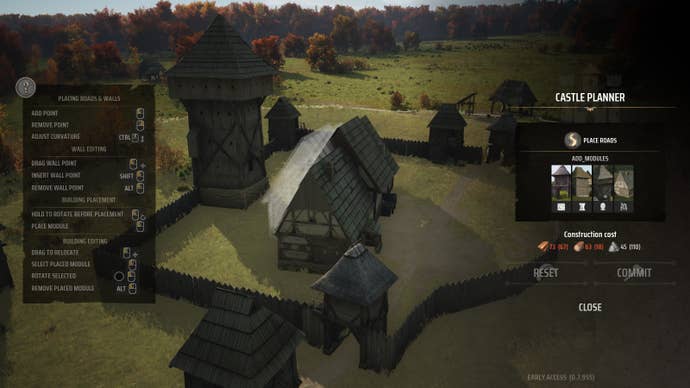 A selection of various modules in Manor Lords' Castle Planner mode