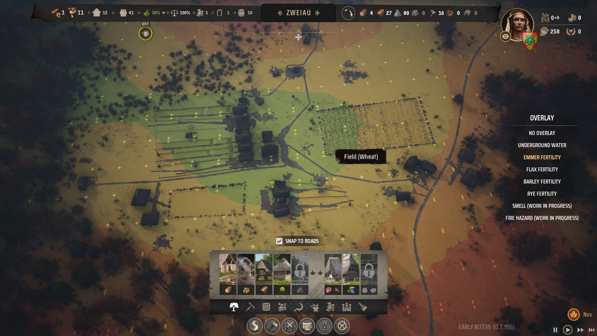 An Emmer Fertility heatmap in Manor Lords. - 4