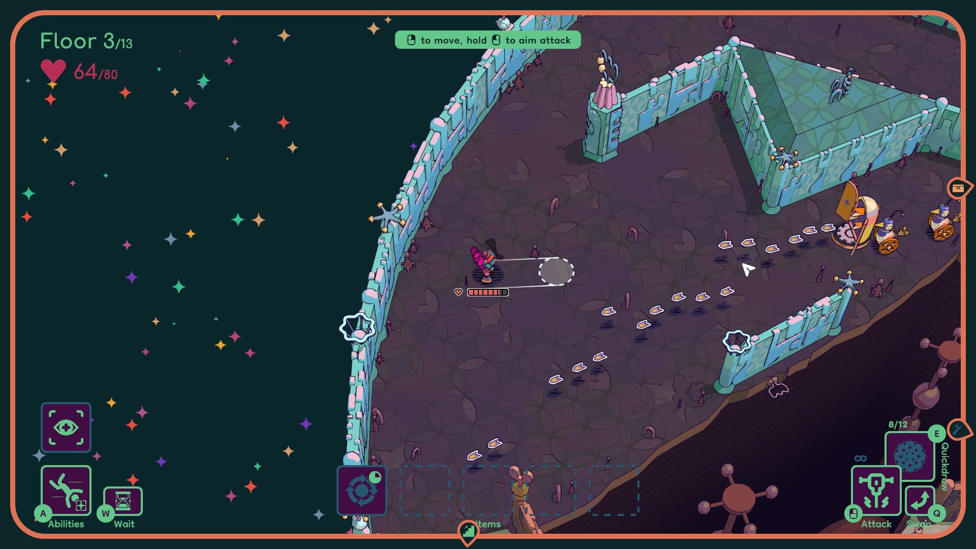 A player dodging a stream of bullets on a space-going facility in Enter The Chronosphere - 1