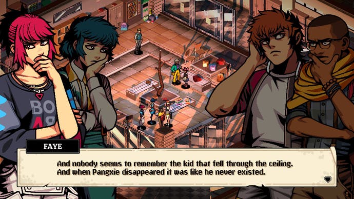 A conversation in Demonschool between multiple cartoonish characters