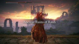 A warrior enters the Ancient Ruins of Rauh in Elden Ring Shadow of the Erdtree.