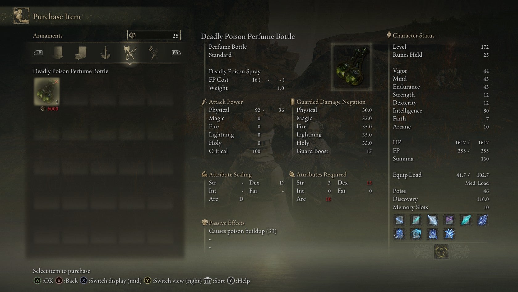 Puchasing the Deadly Poison Perfume Bottle in Elden Ring: Shadow of the Erdtree. - 4