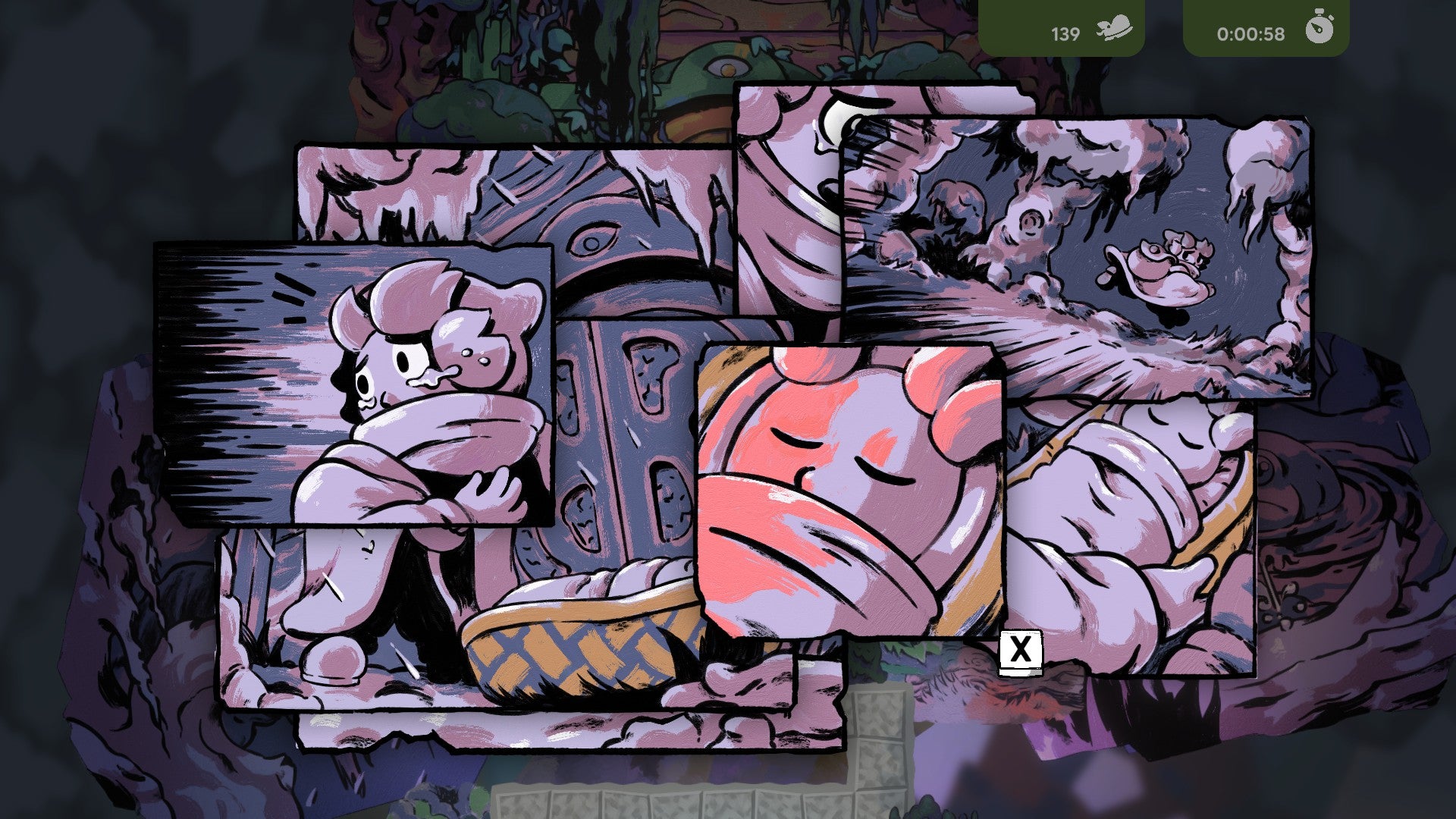 A muddle of story panels from Arranger showing a baby being left on a doorstep.