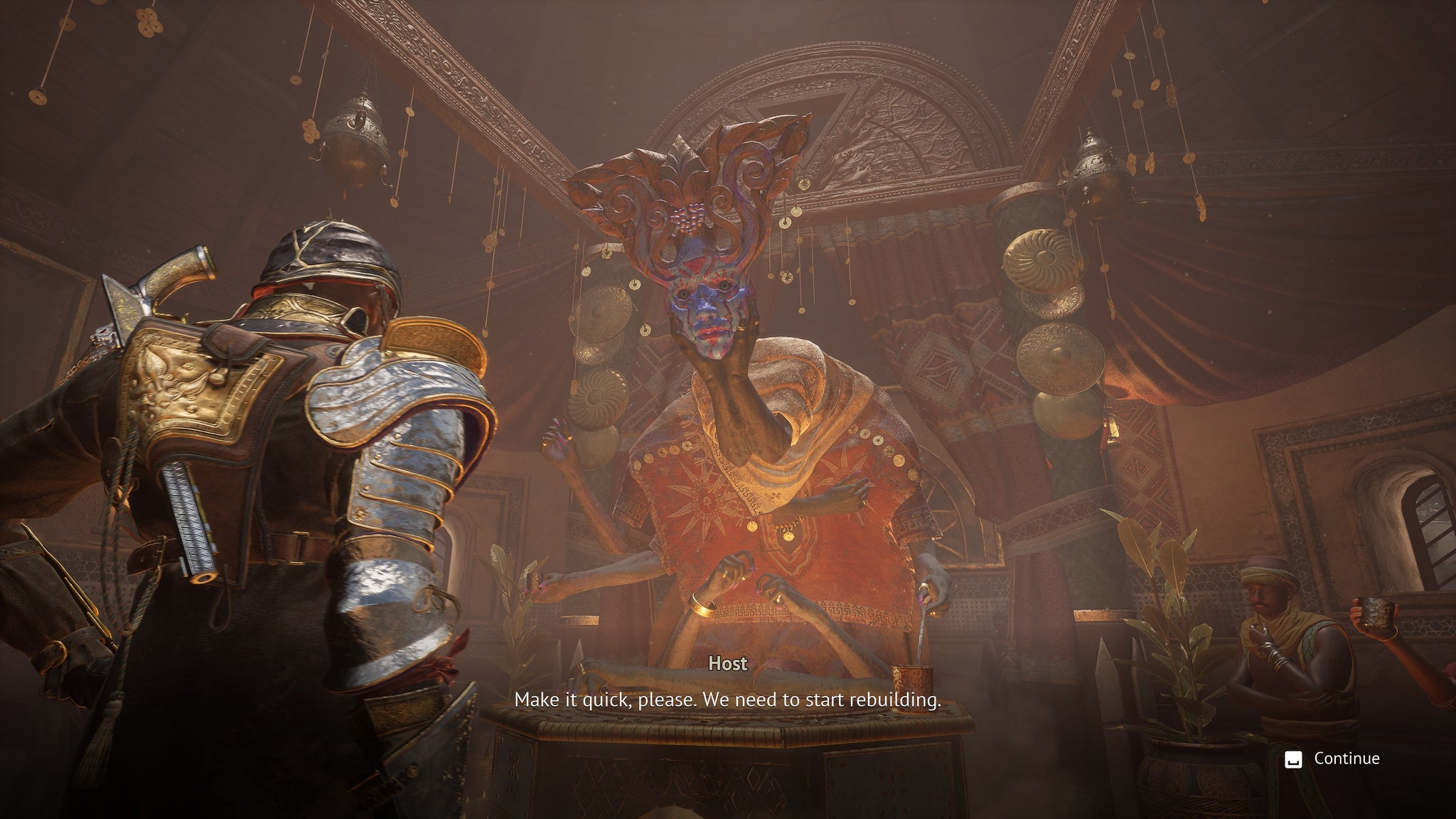 A conversation with a many-armed coffeeshop host in Flintlock: Siege Of Dawn. - 6