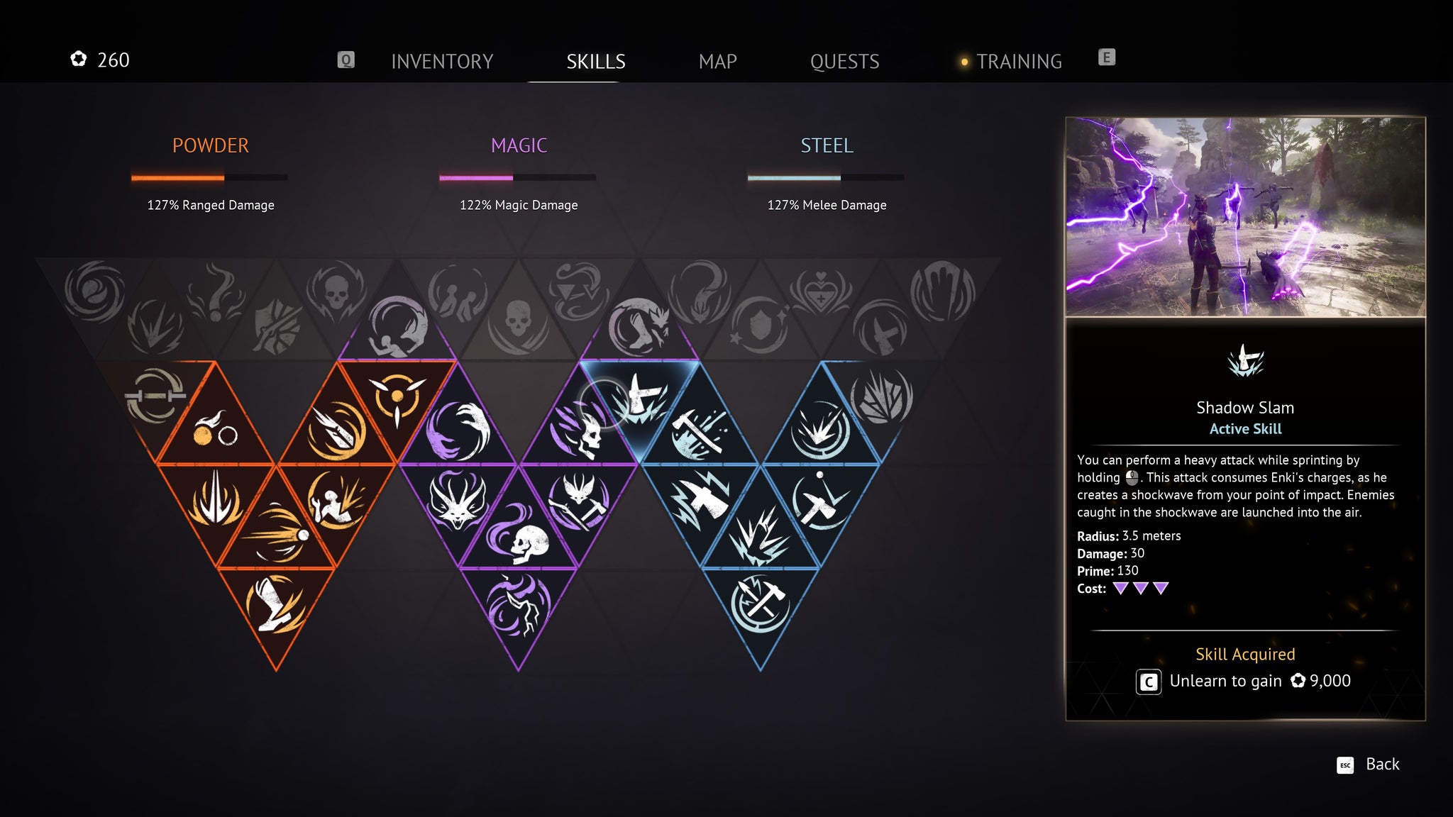 A set of upgrade trees in Flintlock: Siege of Dawn - 5