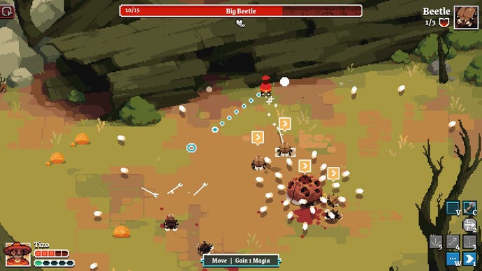 A battle in Arco, with a plant shooting projectiles in all directions