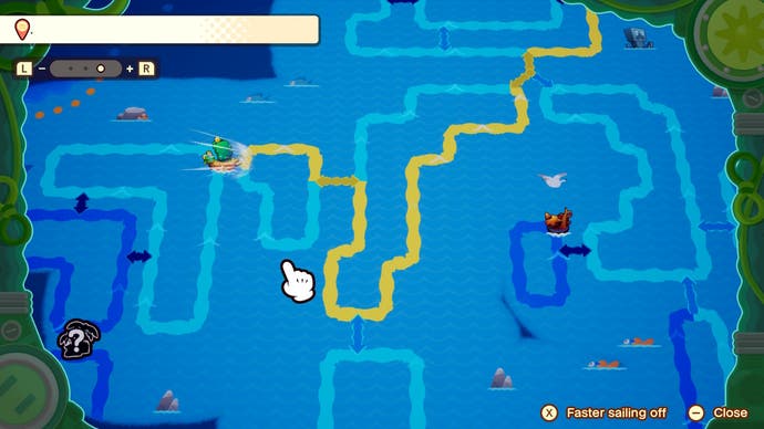 The ocean map displayed on the screen of Mario & Luigi: Brothers.
