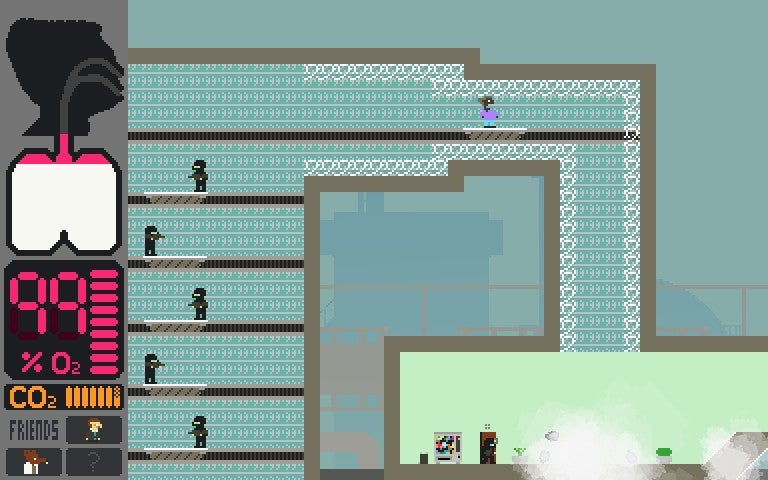 A scene from Mask Quest, showing the main character on a moving platform in a spiky tunnel - 5