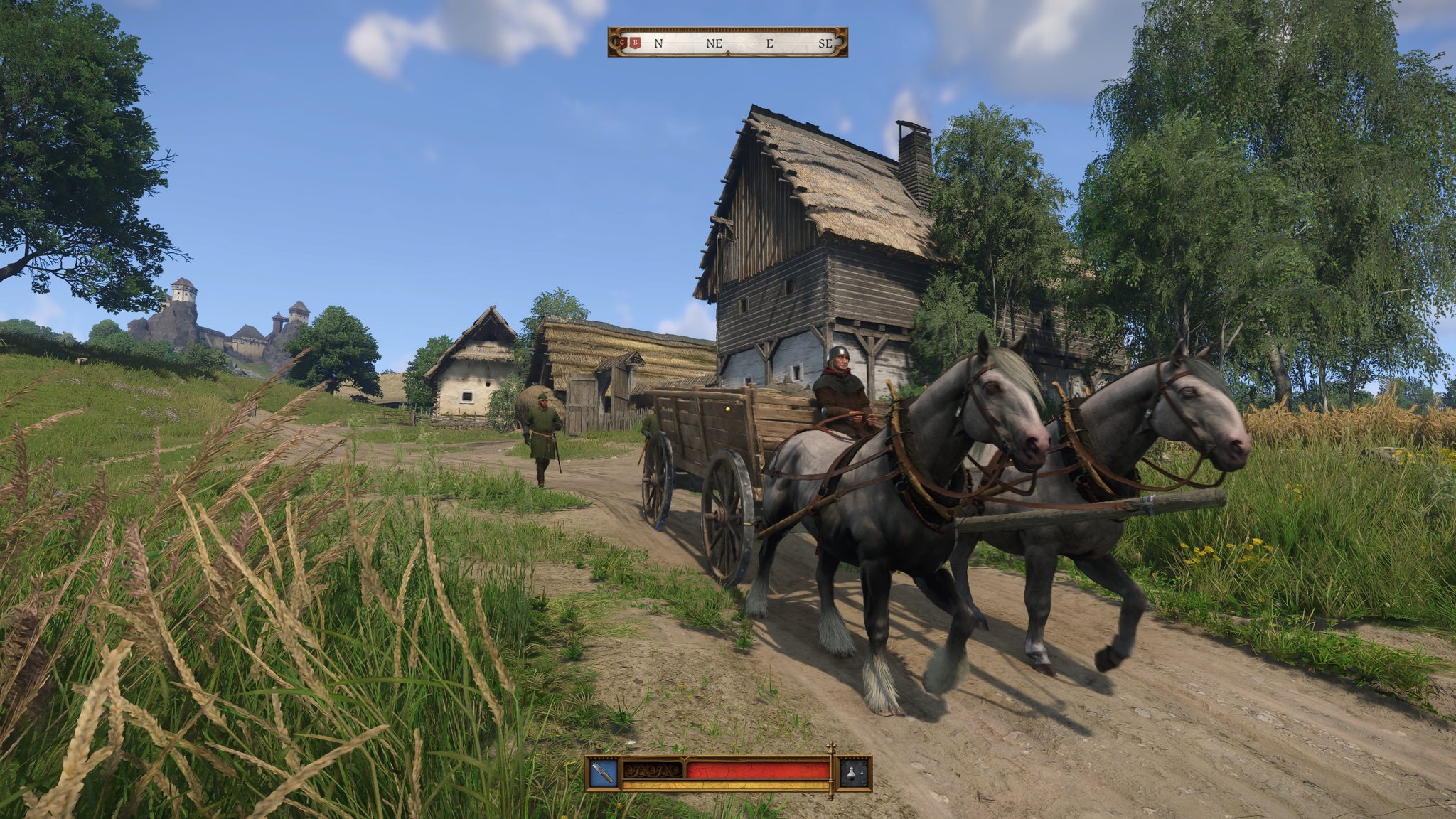 A horse-drawn wagon in Kingdom Come: Deliverance 2, encountered on the road outside a village - 4