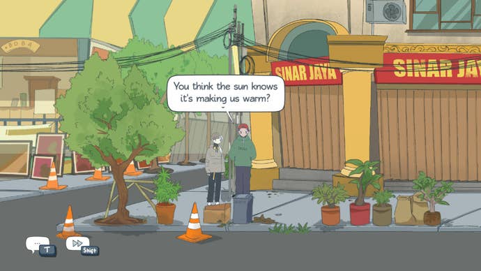 A person on the streets of Jakarta chatting about the sun in Afterlove EP.