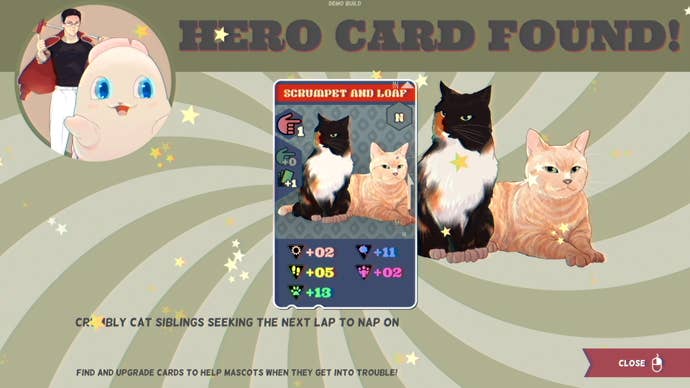 A cat hero card in Promise Mascot Agency.