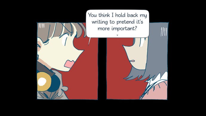 An argument between Afterlove EP's main character Rama and another character, presented as split comicbook style panels.