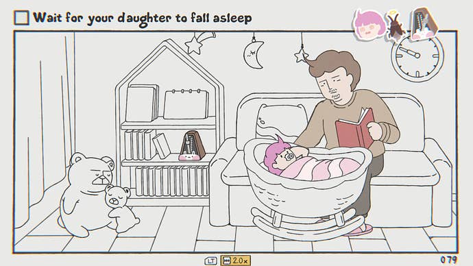 A father waits for his daughter to fall asleep in While Waiting.