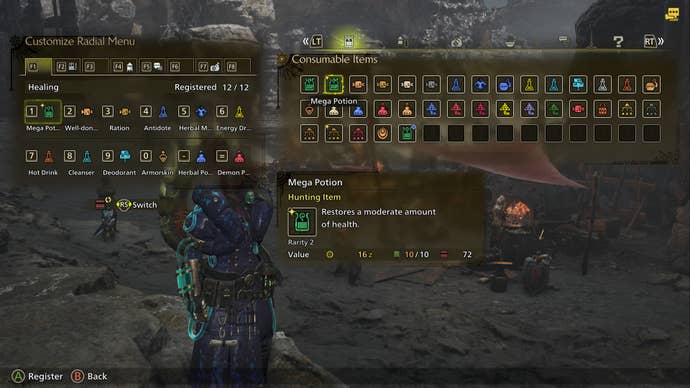 Customising your radial menu in Monster Hunter Wilds.