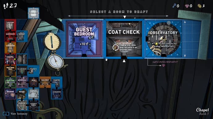 A selection of rooms for drafting in Blue Prince.