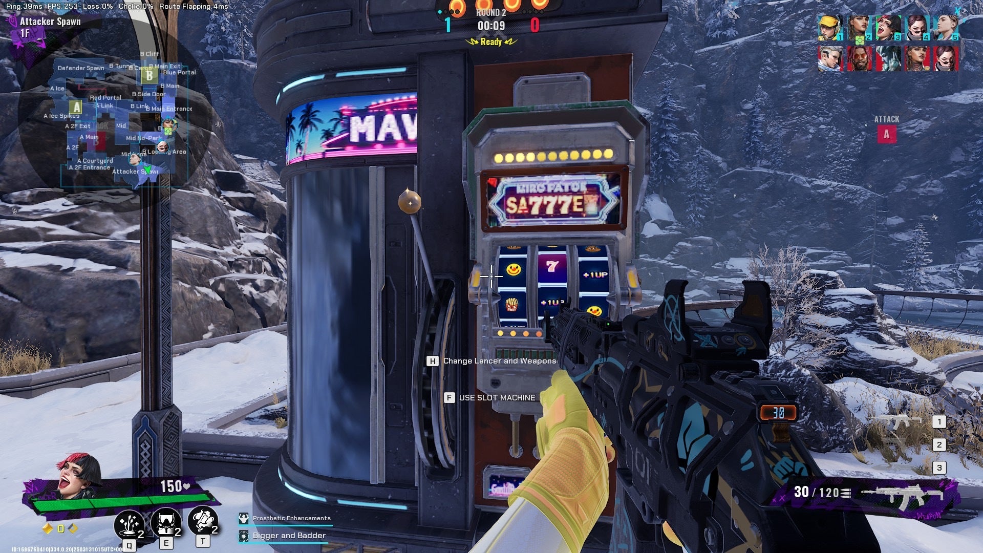 A slot machine inside the base of a Fragpunk match.