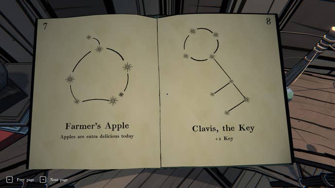 A book showing star constellations in Blue Prince.