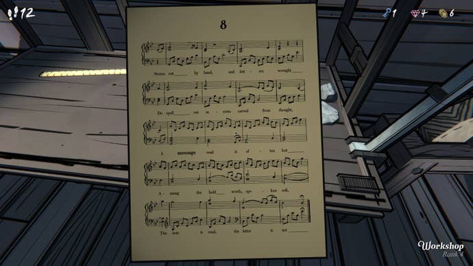 Sheet music discovered in a room in Blue Prince.