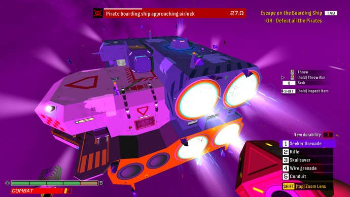 A spaceship has its thrusters turned to us in Skin Deep.