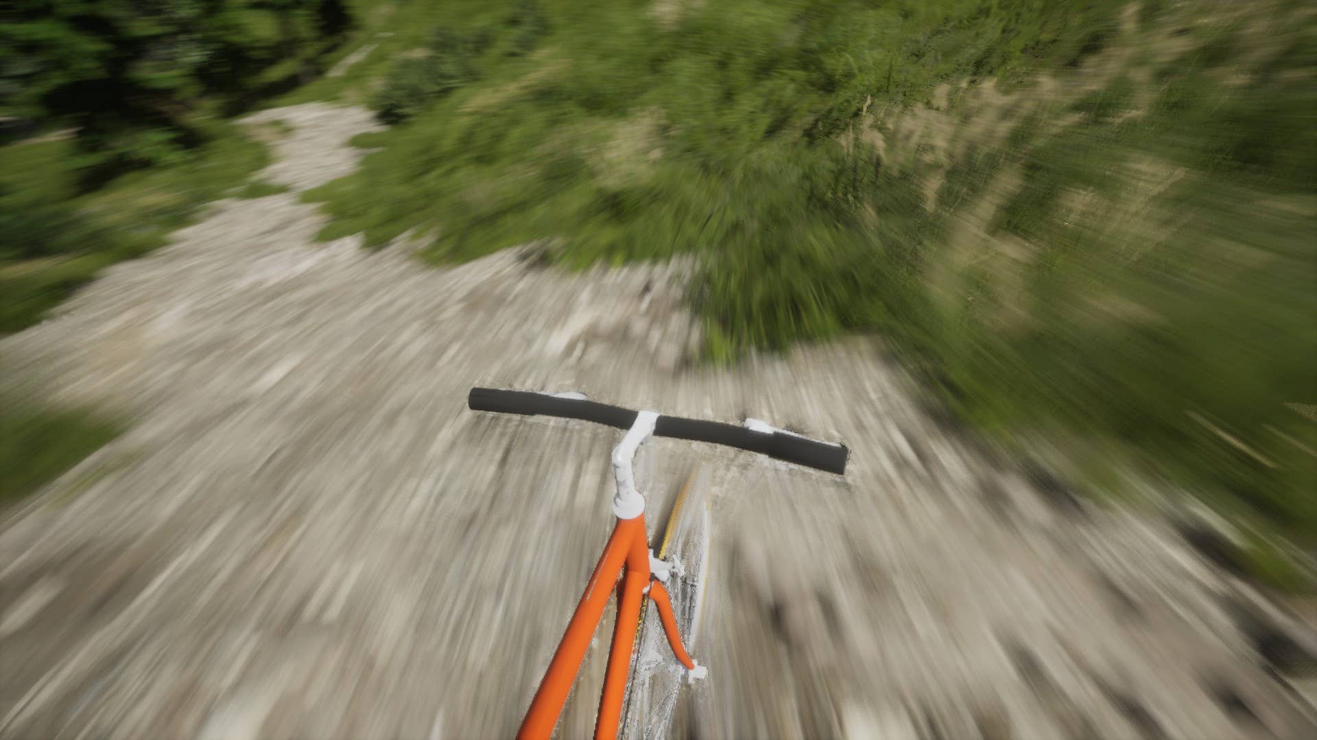 Riding a bike downhill in Lushfoil Photography Sim.