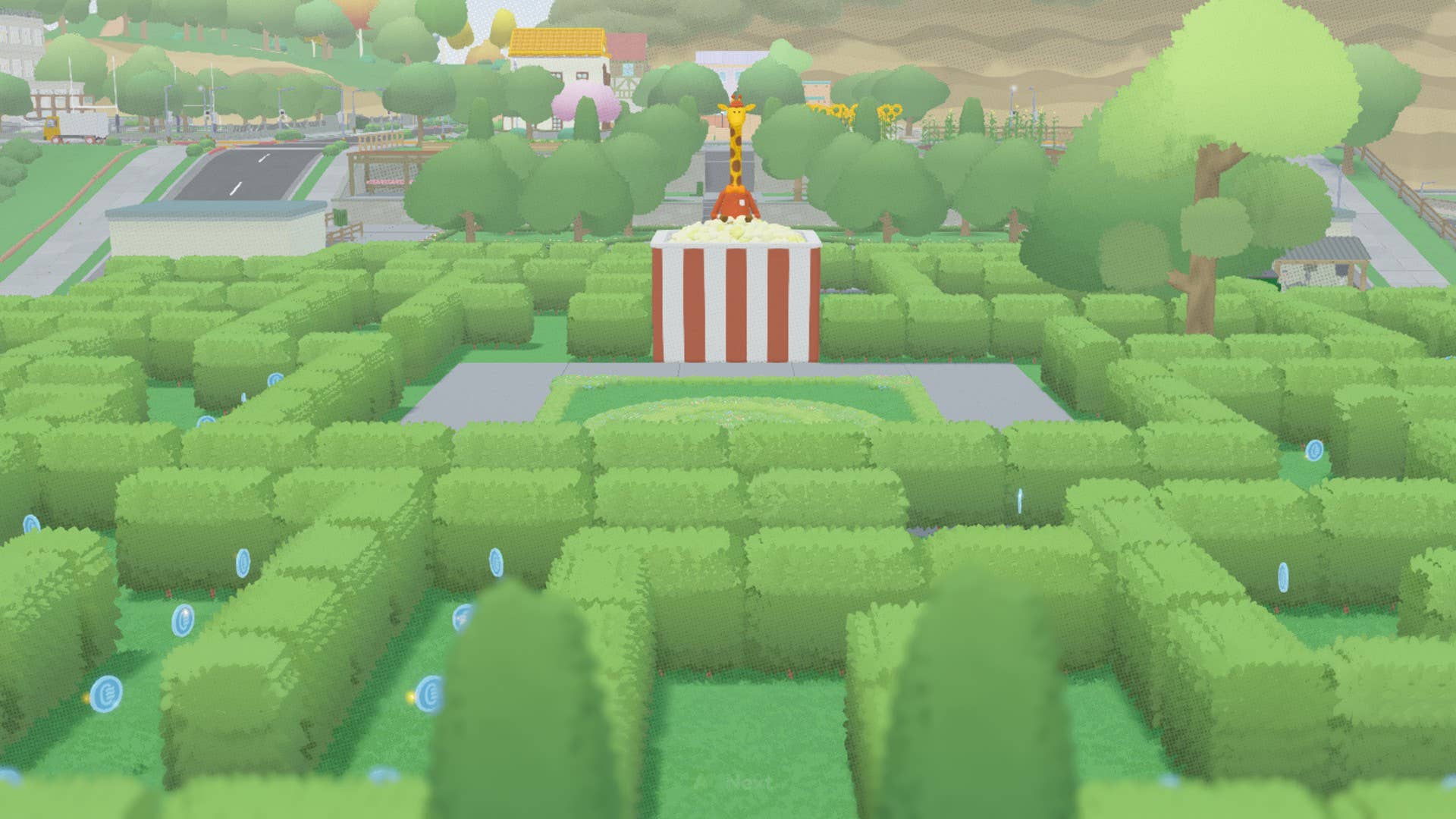 A hedge maze with a popcorn shop in the middle in To a T.