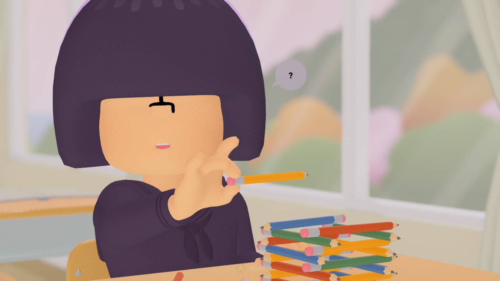 A child builds a structure from pencils in To a T.