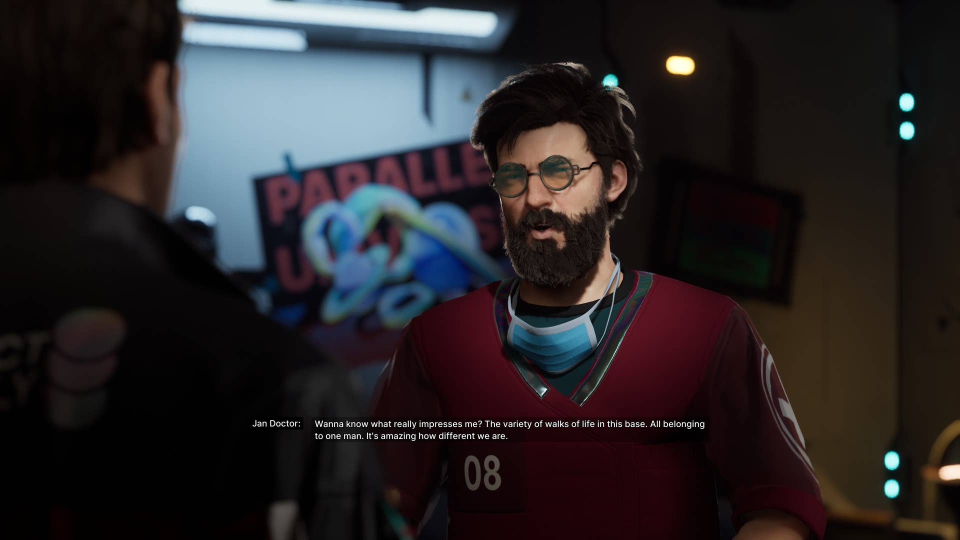 Bearded doctors expressing their surprise at the differences in space station crews, change