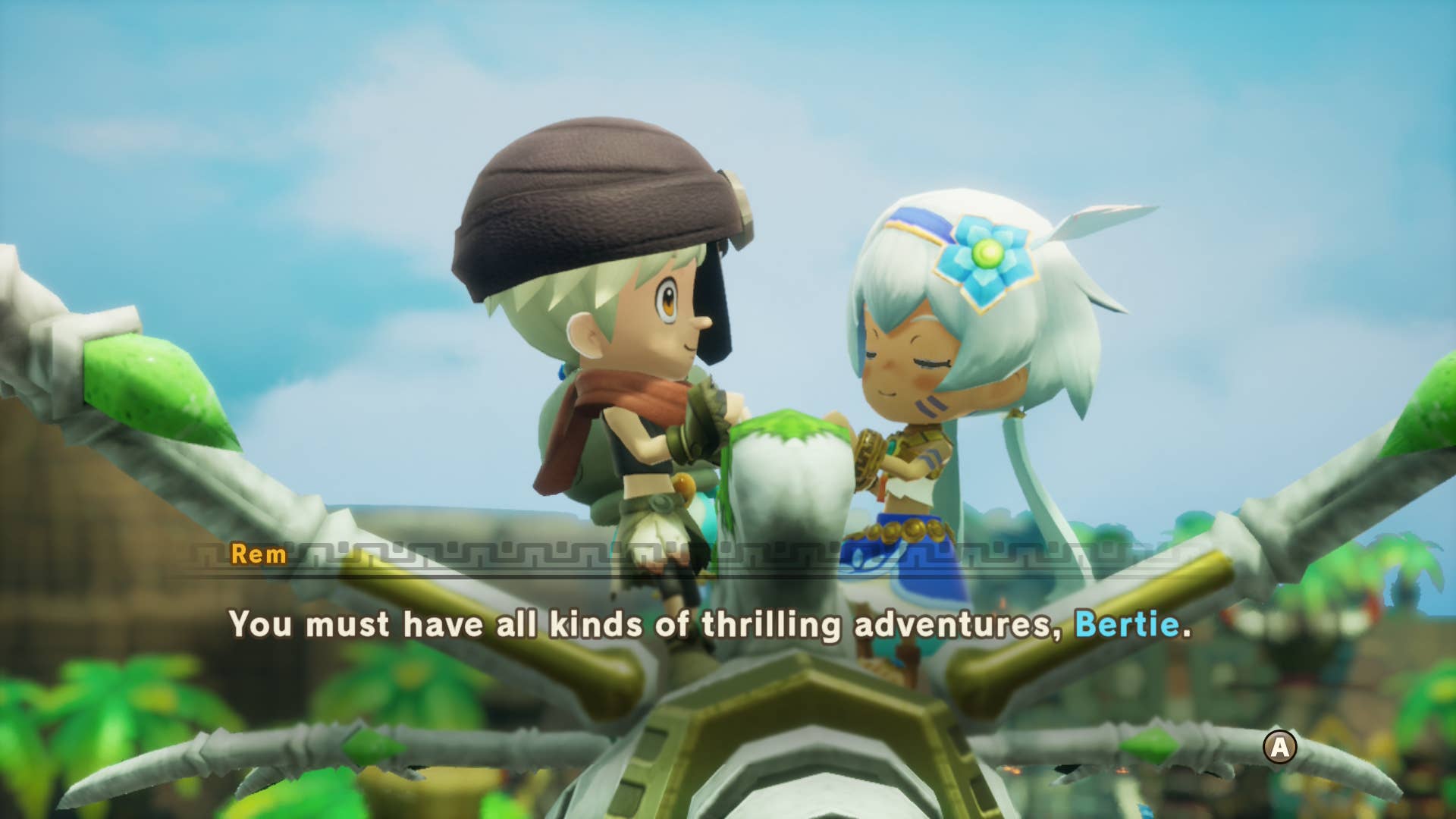 Fantasy Life i. Two cutesy anime figures sit face to face on a bone-dragon's back, and one tells the other - handily named Bertie - that he must have the most thrilling adventures. He certainly does.