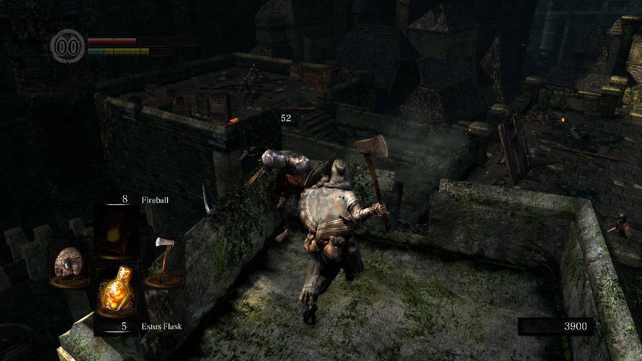 Exploring the Undead Burg in Dark Souls Remastered.