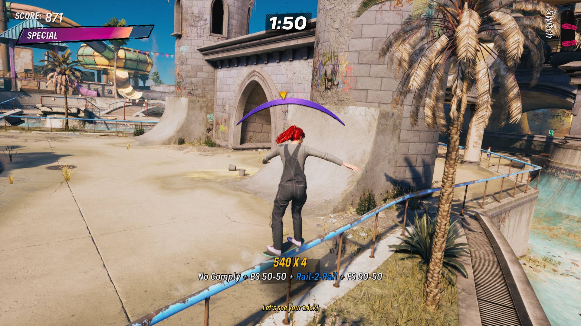 Grinding a rail in Waterpark in Tony Hawk's Pro Skater 3 + 4.