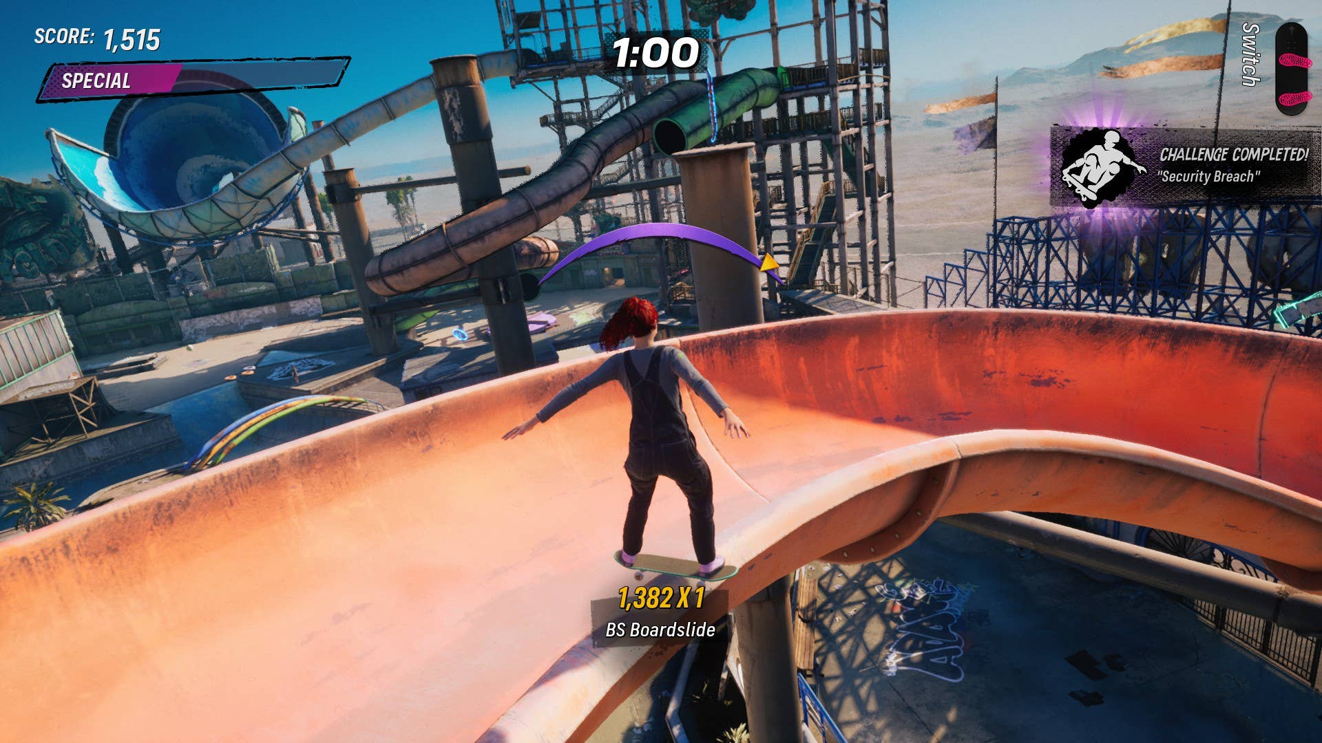 Grinding on a water slide in Tony Hawk's Pro Skater 3 + 4.