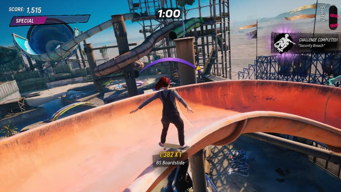 Grinding on a water slide in Tony Hawk's Pro Skater 3 + 4.