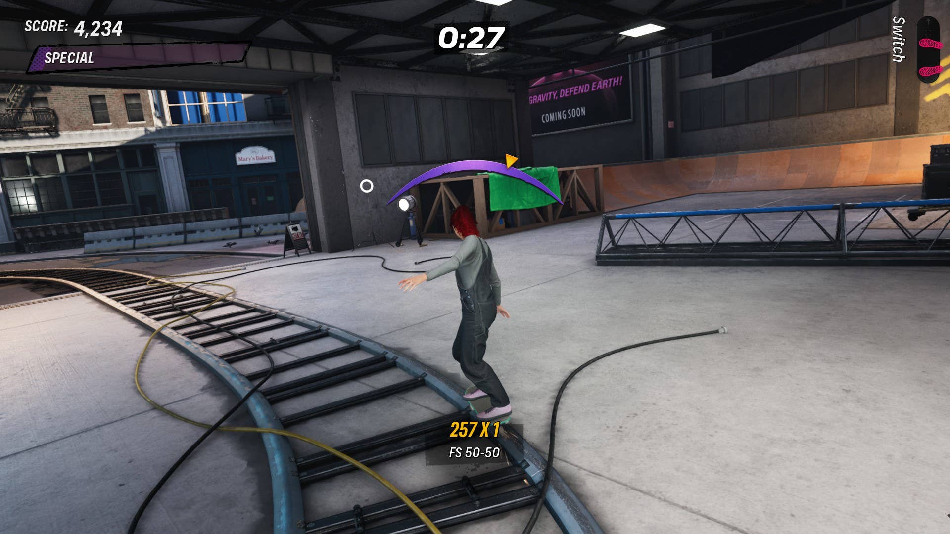 Skating on dolly tracks in Tony Hawk's Pro Skater 3 + 4.