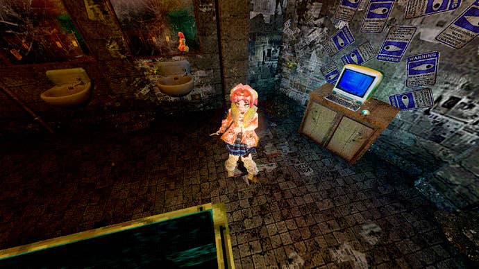 A cheery small catgirl quality successful a dank nationalist toilet with shattered mirrors and a powered-on iMac, from the crippled SSR Wives.