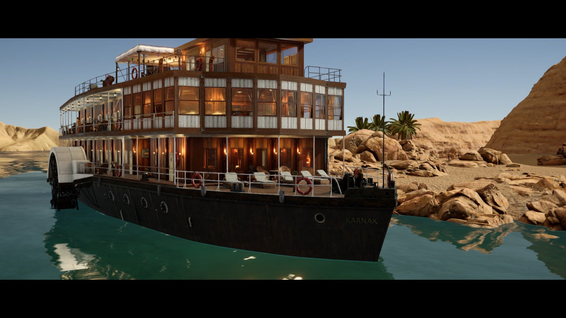 Screenshot from Agatha Christie&rsquo;s Death on the Nile of The Karnak, a luxury riverboat