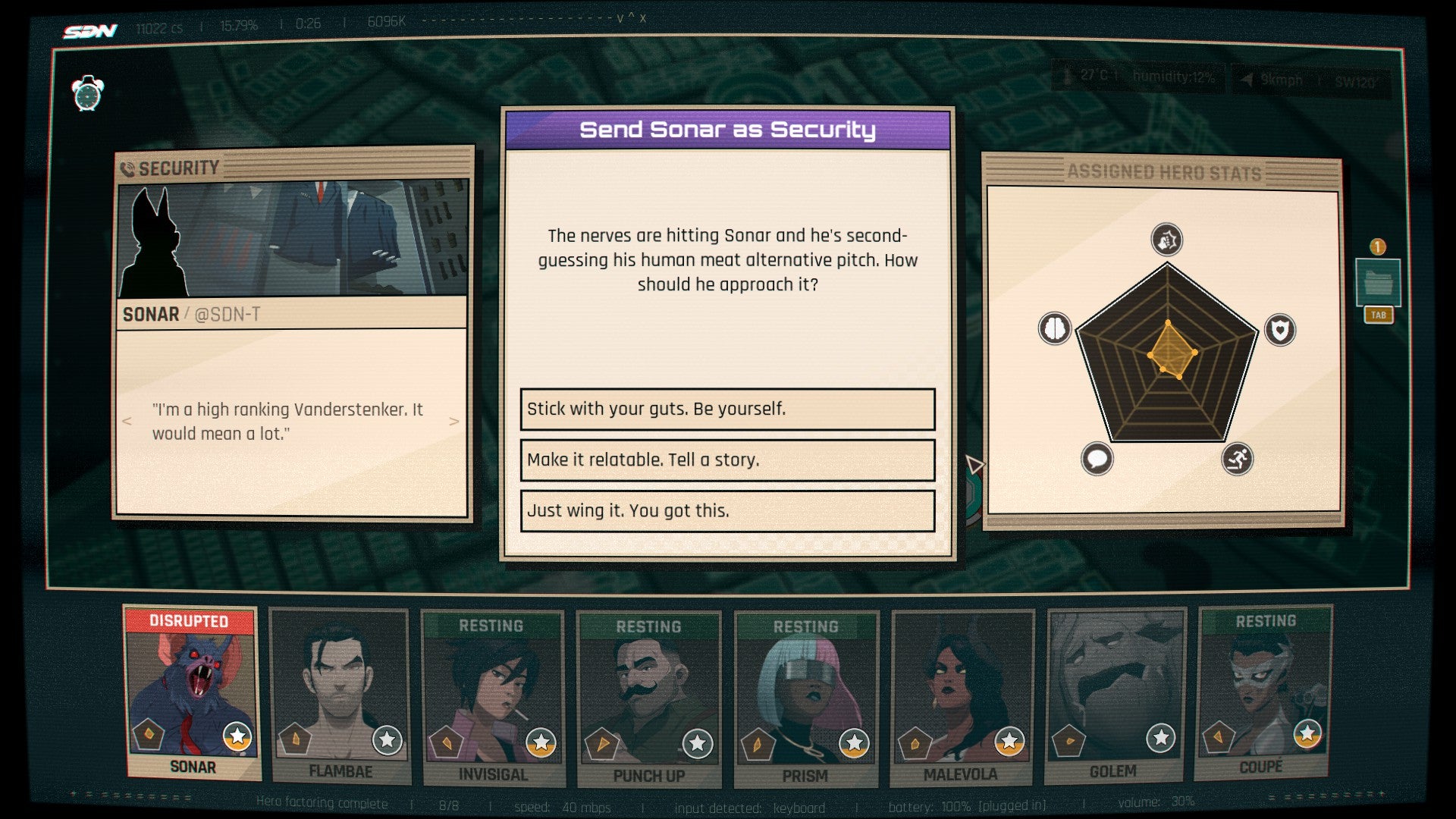 A scene from the strategy element of Dispatch, showing a choice of ways to complete a mission. - 8