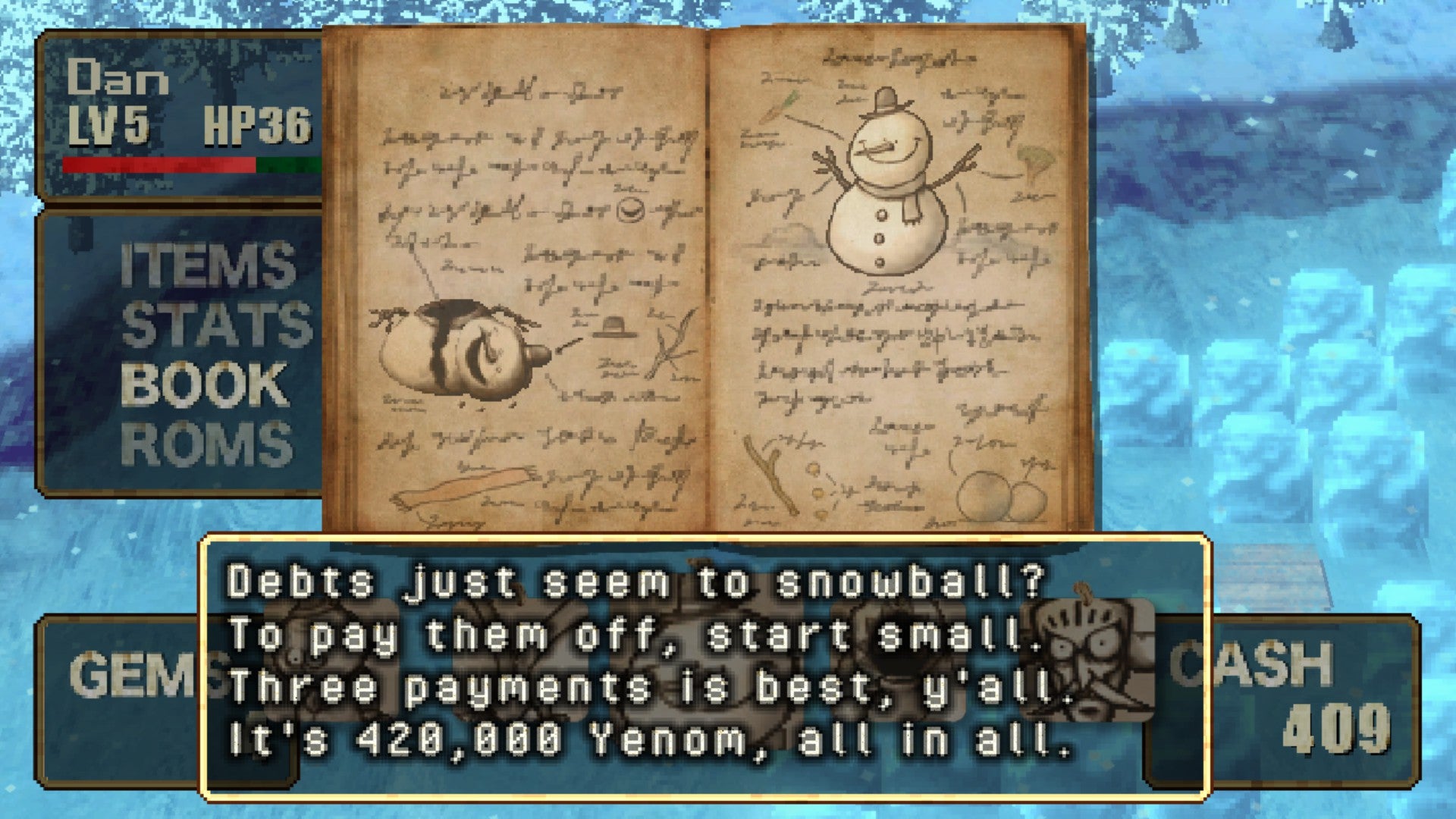 A bestiary entry for a snowman boss in Stray Children. - 5