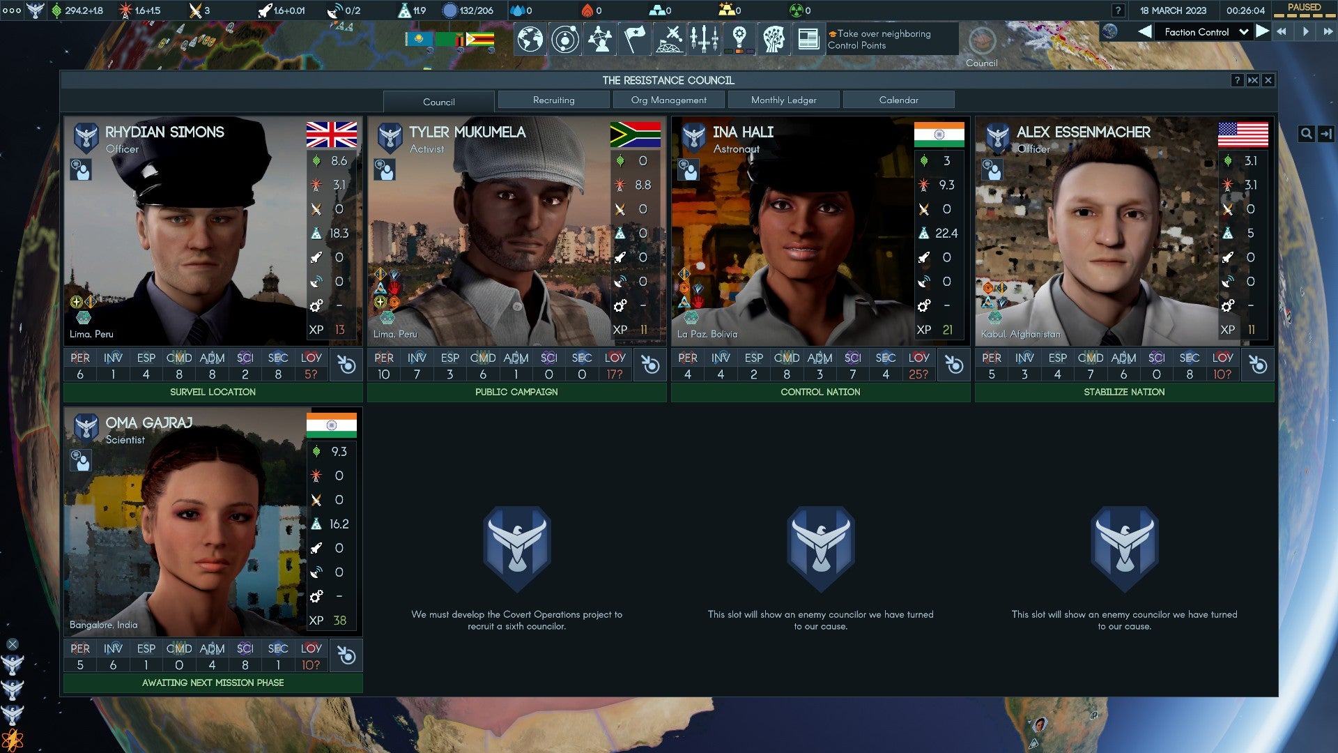 A page full of secret agents of different genders, ethnicities and nationalities in Terra Invicta. - 6