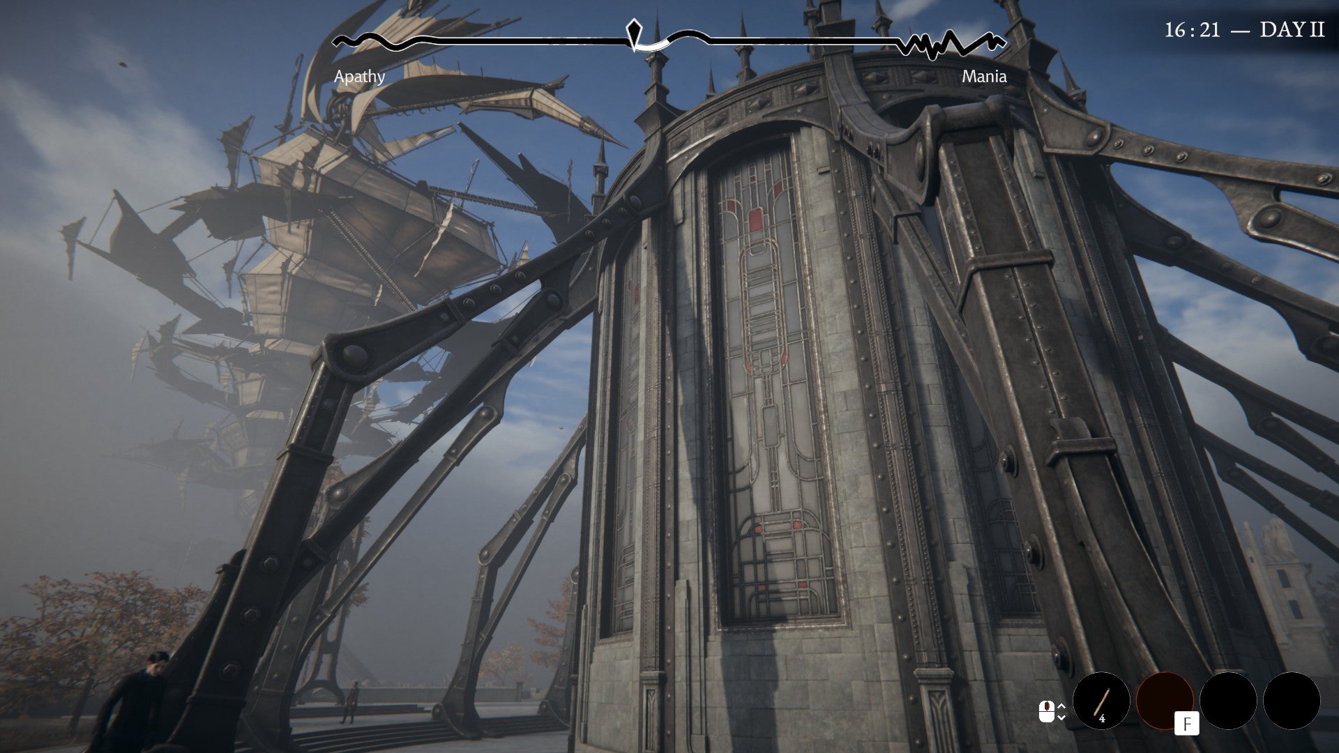 The Cathedral in Pathologic 3, supported by flying buttresses, with the tapering, gravity-defying ramps and nestlike structures of the Polyhedron behind. - 6